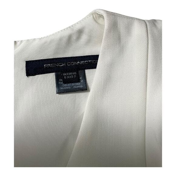 French Connection Summer White Whisper Ruffle V-Neck Mini Dress Size 2 Sleeveles - Picture 11 of 14